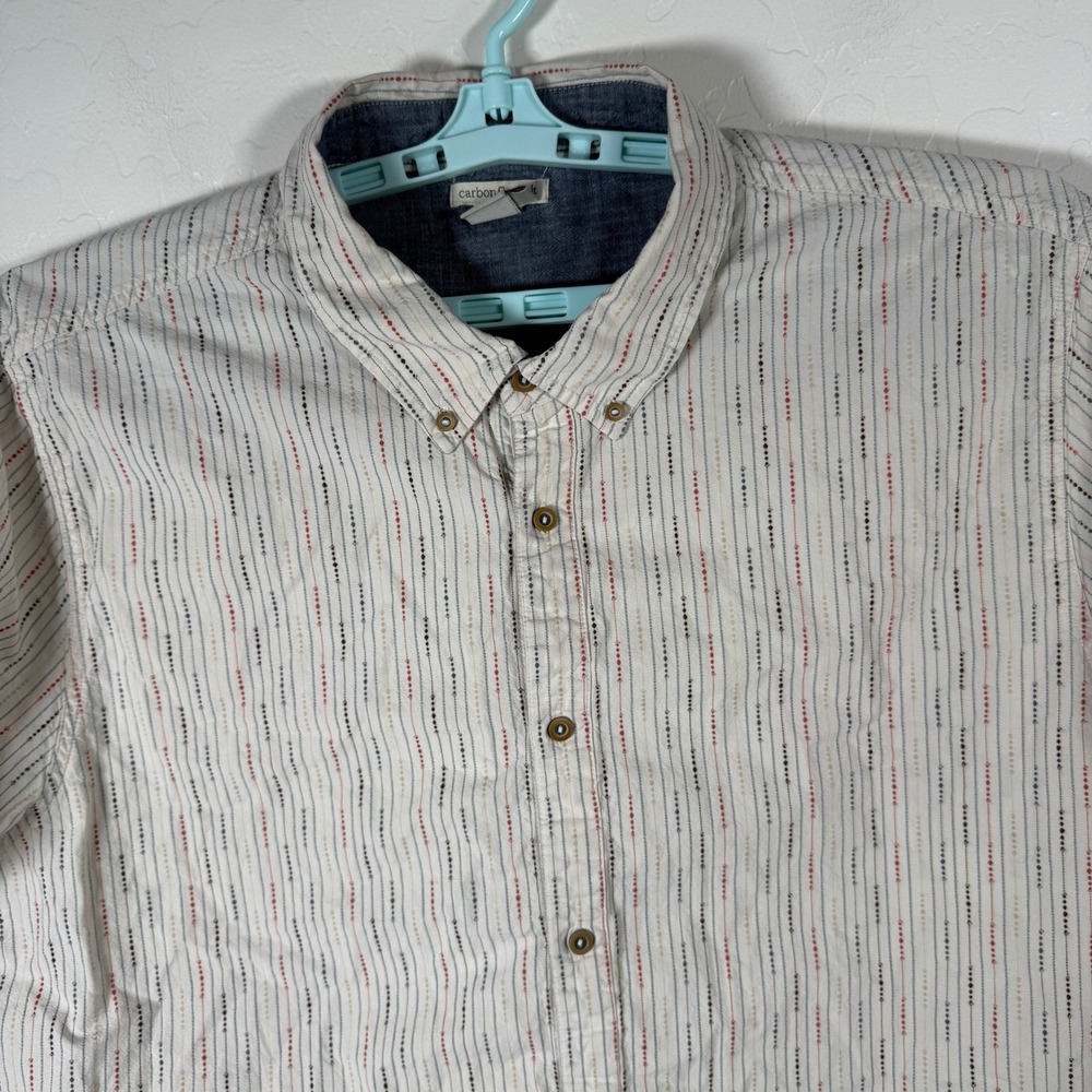 Carbon 2 Cobalt Shirt Mens XL White Striped Short Sleeve Cotton Button Down